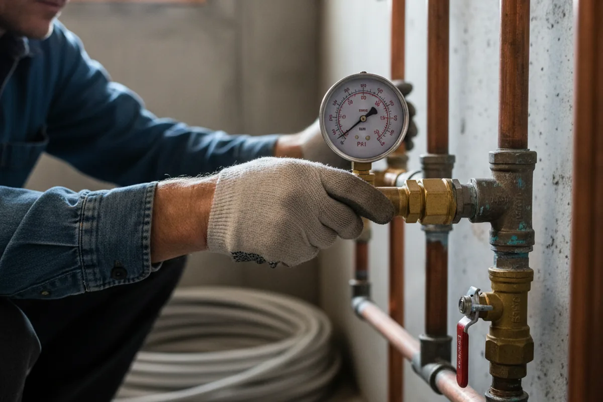 Pressure testing a repaired line during Water Line Repair in Delaware